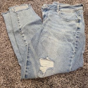 high rise distressed skinny jeans short length